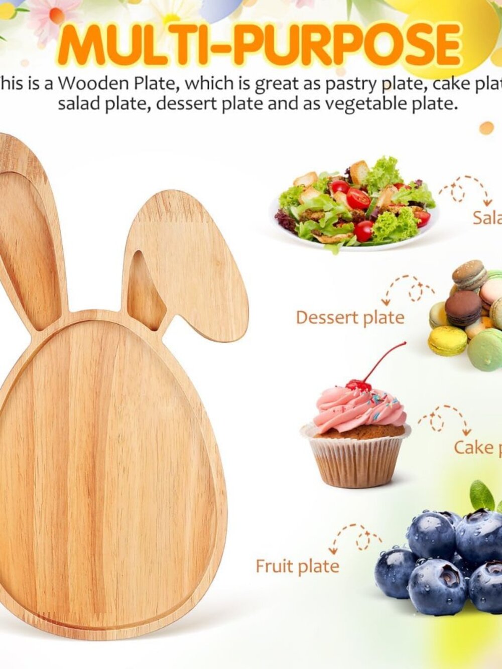 Wooden Bunny Serving Tray Easter Charcuterie Board Rustic Decor